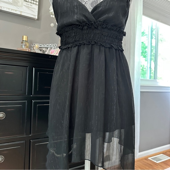 Vintage Jordache Y2K Black Babydoll Tunic Top Metallic Juniors Size Large - Picture 7 of 15